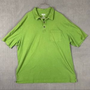 Duluth Trading Co. Men's Longtail T 2XL 1/4 Button Polo Short Sleeve Green Shirt